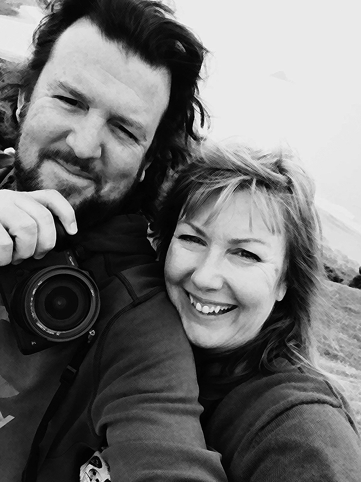 Black and white portrait of Glenn and Claire, the founders of Arteries