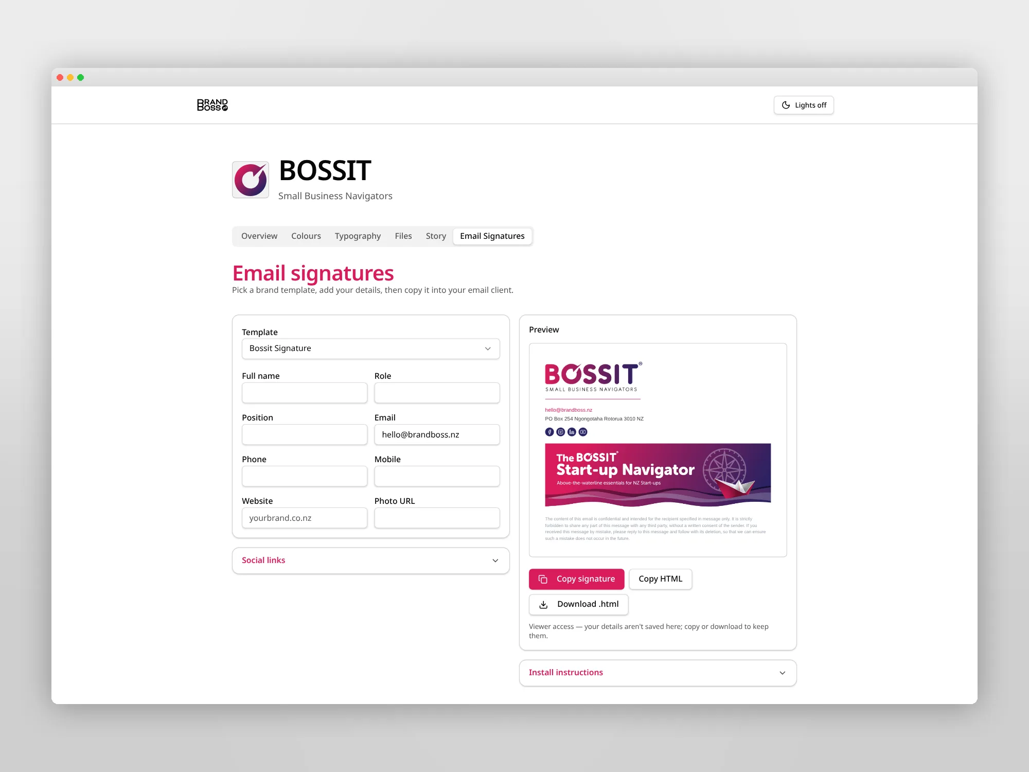 Branded email signatures
