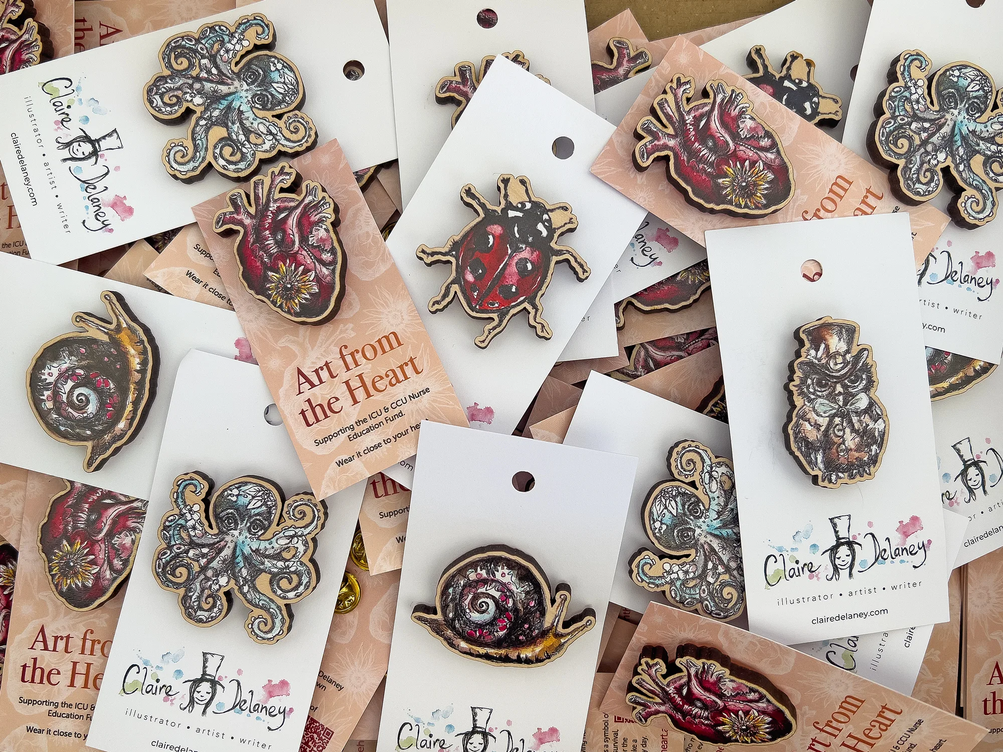 Illustrated Wooden Badges